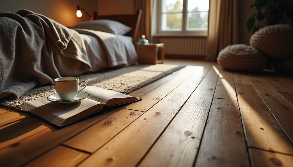 Créer une ambiance cocooning dans la chambre grâce à l’agencement du parquet