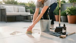Comment nettoyer une terrasse carrelée sans l’abîmer
